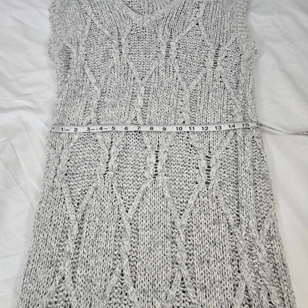 Free People Sweater‎ Dress Size S Small Gray Cable Chunky Knit Wool Angora Blend